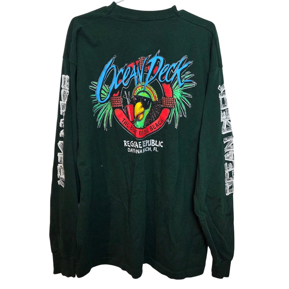 Vintage 80s 90s Ocean Deck Reggae Daytona Long Sleeve Shirt Size XXL